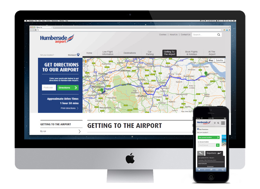 Geolocation working on the Humberside Airport website