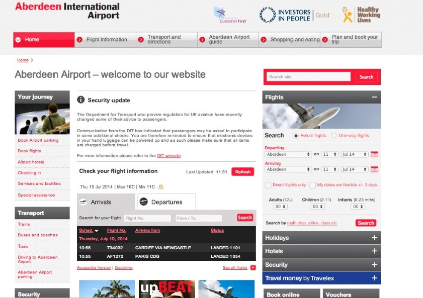 Aberdeen International Airport Umbraco website KMP Digitata